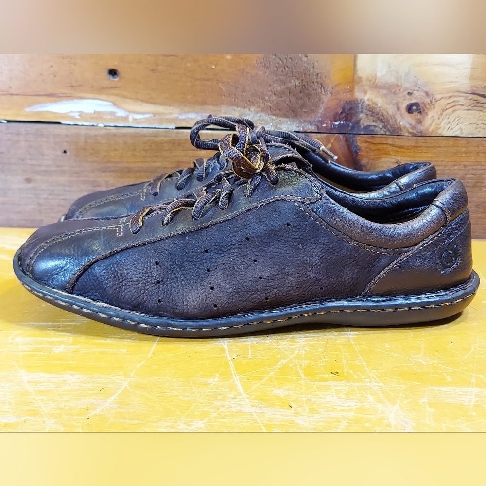 Born Women's Sneaker Oxford Size 10 Walking Shoe Brown Leather Nubuck Lace Up - Picture 5 of 10